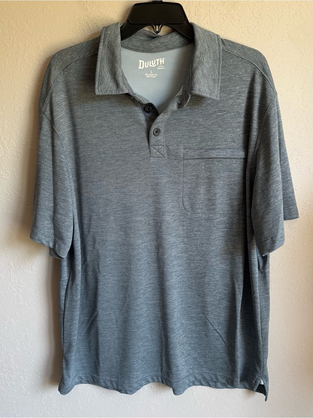 Men’s L Light Gray/Blue Duluth Relaxed Fit Casual Breathable Baggy Outdoor Polo